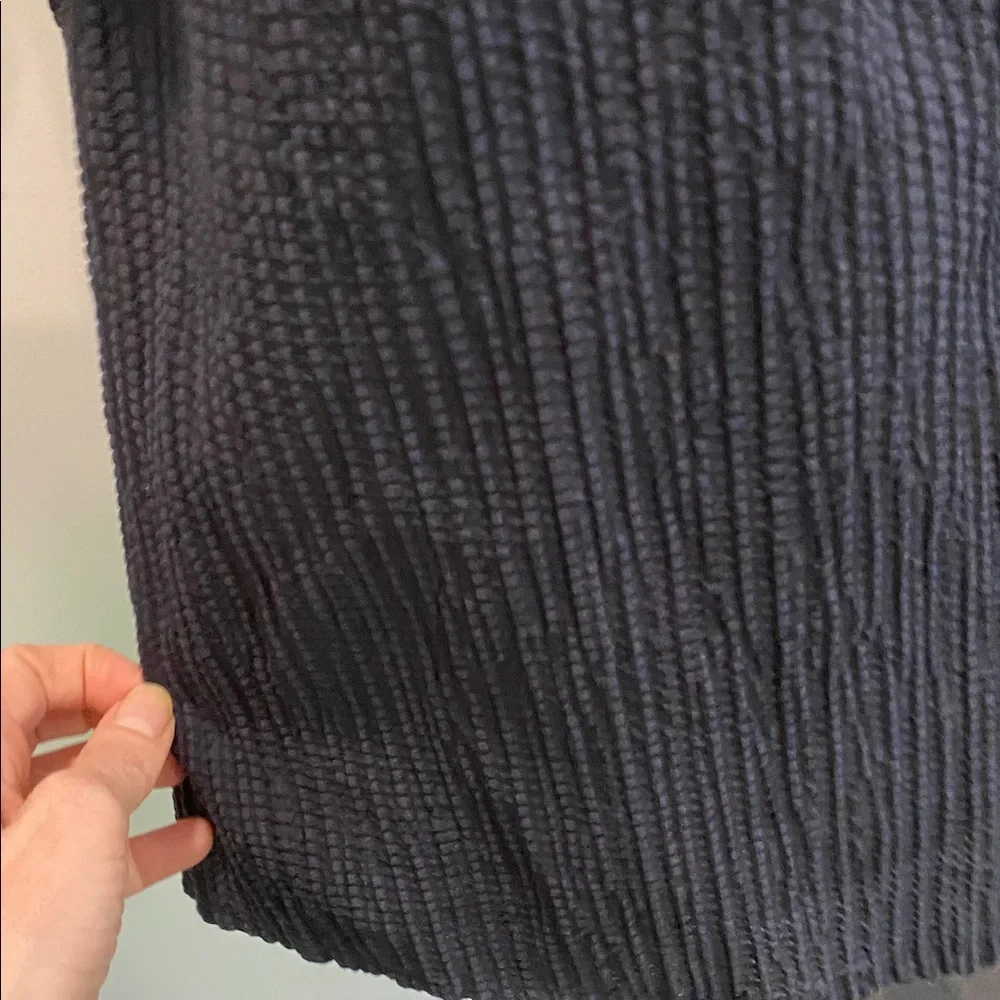 Hudson North Linen Puff Sleeve Blouse Navy Blue Textured Top Size Medium - Picture 6 of 16